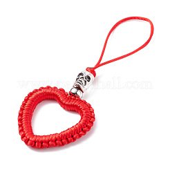 Heart Braided Nylon Cord Mobile Accessories&nbsp;HJEW-JM00607-04