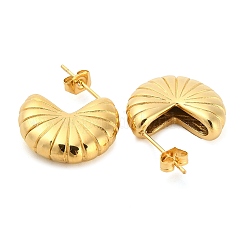 花形鉄メッキ（IP）304ステンレススチール製スタッドピアス  ハーフフープピアス  ゴールドカラー  17.5x5.5mm&nbsp;EJEW-K259-01G