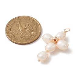 Natural Freshwater Pearl Copper Wire Wrapped Pendants&nbsp;PALLOY-JF02154-02