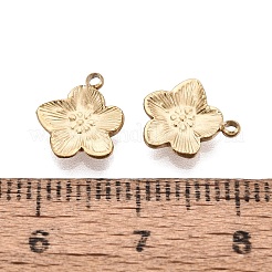 304ステンレススチールチャーム  花のチャーム  イオンプレーティング（ip）  洗練された  18KGP本金メッキ  10x9x2mm  穴：1.2mm&nbsp;STAS-N125-25A-G