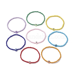 8pcs 8 Colors Resin Evil Eye & Glass Seed Beaded Stretch Bracelet Sets&nbsp;BJEW-JB10527