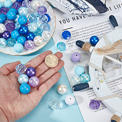 DIYラウンドビーズキット148個  アクリルビーズ入り  プラスチックパール調ビーズ  ミックスカラー  19~20mm  穴：2~3mm&nbsp;DIY-GO0002-66
