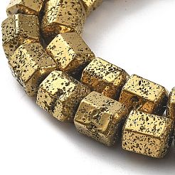 電気メッキされた天然溶岩岩ビーズ連売り  六角  黄金メッキ  7~8.5x7.5x6.5mm  穴：1.5mm  約50個/連  11.81''（30センチメートル）&nbsp;G-A251-A01-01H