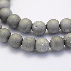 Electroplate Natural Druzy Agate Beads Strands&nbsp;G-G708-8mm-04