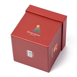 クリスマスをテーマにした厚紙箱  正方形  ジュエリー収納用  クリスマスツリー模様  11.5x11.5x12.5cm&nbsp;CON-P009-01A-02