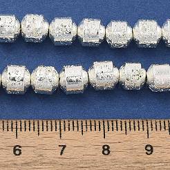 電気メッキされた天然溶岩岩ビーズ連売り  コラム  銀メッキ  6x6mm  穴：1.2mm  約62個/連  15.75インチ（40cm）&nbsp;G-L606-B02-01F