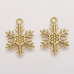 合金のチベット風チャーム  カドミウムフリー＆ニッケルフリー＆鉛フリー  スノーフレーク  クリスマスのために  アンティーク黄金  26x19x2mm  穴：2mm&nbsp;TIBEP-3264-AG-NR