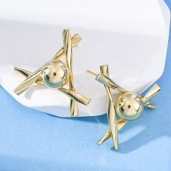 三角形と丸い真鍮のスタッドピアス  鉛フリー＆カドミウムフリー  長持ちメッキ  ラックめっき  18KGP本金メッキ  27x30mm&nbsp;EJEW-R025-06G