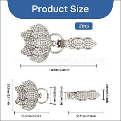 2Pcs Flower Alloy Rhinestone Snap Lock Clasps&nbsp;FIND-FH0018-22B