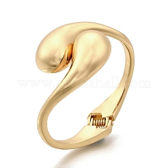 女性用合金ヒンジ付きバングル  ティアドロップ  ゴールドカラー  1-1/2インチ（3.8cm）  内径：2-3/8インチ（6.1cm）&nbsp;BJEW-V002-06G