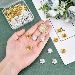 48Pcs 2 Colors 3D Brass Bead Caps&nbsp;KK-FH0002-42