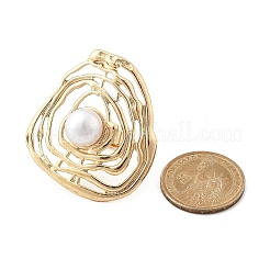 女性用ラウンド合金調節可能リング  プラスチック模造真珠付き  ライトゴールド  内径：18mm&nbsp;RJEW-B108-04KCG