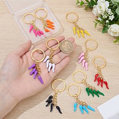 10Pcs 10 Colors Alloy Enamel Horn of Plenty Pendant Keychain&nbsp;KEYC-GA00020