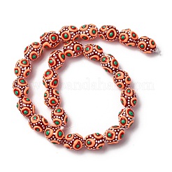 ガラスエナメルビーズ  手描きのビーズ  オーバル  ミックスカラー  15~16.5x12~13mm  穴：1.5mm&nbsp;GLAA-C038-01