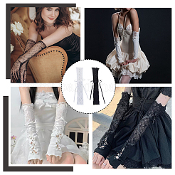 2 Pairs 2 Colors Polyester Long Lace Sleeves&nbsp;AJEW-HY0003-43