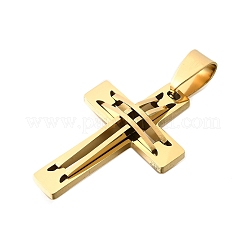 ステンレスペンダント201個  クロスチャーム  18KGP本金メッキ  30.5x21x4mm  穴：4.5x8.5mm&nbsp;STAS-R166-04G