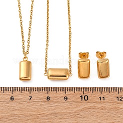 304ステンレスセット  ネックレス  ブレスレット  スタッドのピアス  長方形  ゴールドカラー  19.76インチ（50.2cm）&nbsp;SJEW-C004-18G