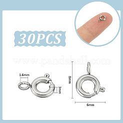 316ステンレススチール製スプリングリング留め具30個  ステンレス鋼色  8x6x3mm  穴：1.6mm&nbsp;FIND-UN0016-21