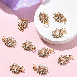 シェグレース 真鍮製マイクロパヴェ キュービックジルコニアペンダント  カドミウムフリー＆ニッケルフリー＆鉛フリー  花のチャーム  18KGP本金メッキ  ベージュ  12x8x3mm  丸カン：4x1ミリ  内径：2mm&nbsp;XGRQ2O533-446A-G