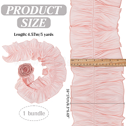 ポリエステルフリルリボン  プリーツウェーブリボン  衣類用アクセサリー  ピンク  6-1/4~6-3/4インチ（160~170mm）&nbsp;DIY-WH0632-77A