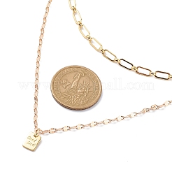 2Pcs 2 Style Rectangle with Good Luck Pendant Necklaces Set&nbsp;NJEW-JN04009