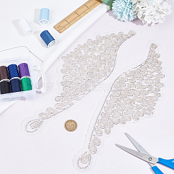 チューブビーズ刺繍ロングフローラルシャツステッカーコスチュームアクセサリー  アップリケ  ウイング  ホワイトスモーク  365x125x3mm&nbsp;FIND-WH0152-164