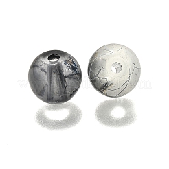 ドローベンチ透明ガラスビーズ  スプレー塗装  ラウンド  ブラック  8x7.5mm  穴：1.4mm  約675個/500g&nbsp;GLAD-XCP0001-04
