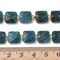 天然石アパタイトビーズ連売り  正方形  多面カット  シードビーズで  10x10x5mm  穴：1mm  約31個/連  14.96インチ（38cm）&nbsp;G-L642-L10-10mm