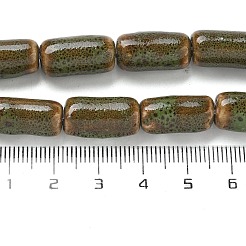 手作り陶器ビーズ連売り  コラム  オリーブ  17x9mm  穴：1.5mm  約22個/連  14.76''（37.5センチメートル）&nbsp;PORC-B002-06