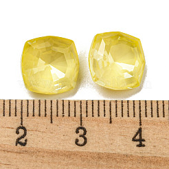 ガラスラインストーンカボション  ポイントバック＆バックメッキ  多面カット  正方形  黄水仙  10x10x5.5mm&nbsp;RGLA-G021-04A-213DE