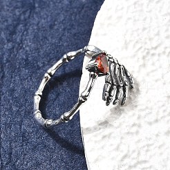925 Sterling Silver Micro Pave Cubic Zirconia Open Cuff Ring for Women&nbsp;RJEW-Z109-01AS