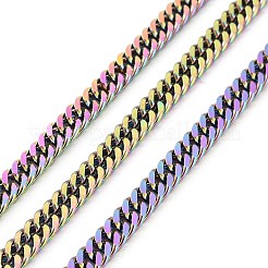 イオンプレーティング（IP）304ステンレススチールキューバチェーン  チャンクカーブチェーン  スプールで  虹色  5x4x0.8mm  約65.61フィート（20m）/ロール&nbsp;STAS-N0013-21M