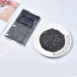 ガラスラウンドシードビーズ  透明色の虹  丸い穴  カラフル  2~2.5x1.5~2mm  穴：0.8mm  約450g /ポンド&nbsp;SEED-S057-J-M