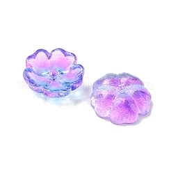 グラデーションカラーの透明ガラスビーズキャップ  5  - 花びらの花  ミディアム蘭  13x4.5mm  穴：1.4mm&nbsp;GLAA-H025-03C