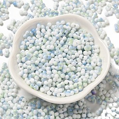 ツートンカラーのベーキングペイントガラスシードビーズ  丸い穴  ピーナッツ  藤紫色  6~6.5x3~3.5x3~3.5mm  穴：1~1.2mm  約4500個/ポンド&nbsp;SEED-F005-01A-13