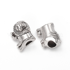 合金ヨーロピアンビーズ  大穴ビーズ  ライオン  アンティークシルバー  11x15x10mm  穴：4mm&nbsp;MPDL-L028-71AS