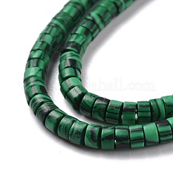 合成模造マラカイトビーズ連売り  フラットラウンド  濃い緑  4x2mm  穴：1mm  約169個/連  14.96''（38センチメートル）&nbsp;G-P468-15