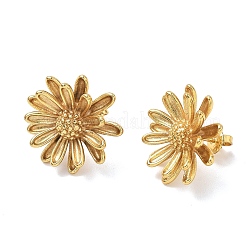 女性用304ステンレススチールスタッドピアス  花  イオンプレーティング（ip）  ゴールドカラー  24x23mm&nbsp;EJEW-K333-18G