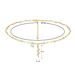 Snake Brass Micro Pave Cubic Zirconia Pendant Necklaces&nbsp;NJEW-PH01396