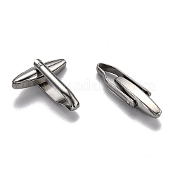 変色しない男性用 304 ステンレススチール製カフスボタン  ステンレス鋼色  26x7x5mm&nbsp;STAS-F267-04P