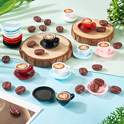 13スタイルのミニコーヒー豆とコーヒーカップの樹脂ディスプレイ装飾  ドールハウス マイクロ風景装飾アクセサリー  ミックスカラー  15~30x12~30x5~13mm&nbsp;DJEW-TA0001-20