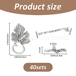合金トグル留め具40セット  カドミウムフリー＆鉛フリー  葉  アンティークシルバー  トグル：36x22x4.5mm  穴：1.5mm  バー：24x7x4.5mm&nbsp;TIBE-FH0001-27