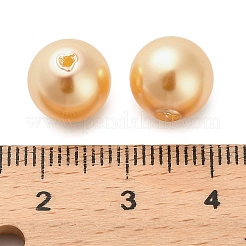 ベーキングペイント パール加工ガラスパールラウンドビーズ  半分穴を開けた  ゴールド  10mm  穴：1.2mm&nbsp;HY-Q001-02A-01