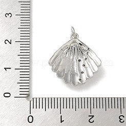 真鍮マイクロパヴェクリアキュービックジルコニアペンダント  プラスチックとジャンプリング付き  貝殻の形のチャーム  プラチナ  19x17.5x6.5mm  穴：3mm&nbsp;KK-U046-01G
