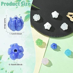 10個7色透明ガラスビーズ  花  ミックスカラー  11x10mm  穴：1.5mm&nbsp;GLAA-FS0002-73