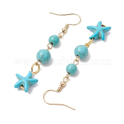 合成ターコイズダングルピアス  女性用304ステンレスジュエリー  スター  61x13mm&nbsp;EJEW-JE05849-02