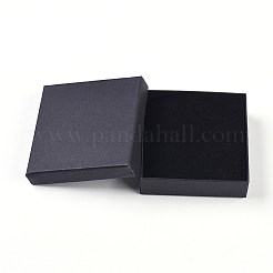 クラフト綿入り厚紙紙ジュエリーセットボックス  ジュエリーとギフト用  正方形  ブラック  9.1x9.1x3cm&nbsp;X1-CBOX-G015-05