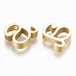 304ステンレスペンダント  ゴールドカラー  文字L  文字.a  12x12x3mm  穴：1.8mm&nbsp;STAS-T041-10G-A