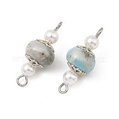 Natural Larimar & Shell Pearl Beads Connector Charms&nbsp;PALLOY-JF05953