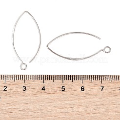 925スターリングシルバーピアスフック  ループ付きフラットマーキスイヤリングワイヤー  プラチナ  33.5x15x1mm  穴：2mm  ピン：1mm&nbsp;STER-NH0010-01P